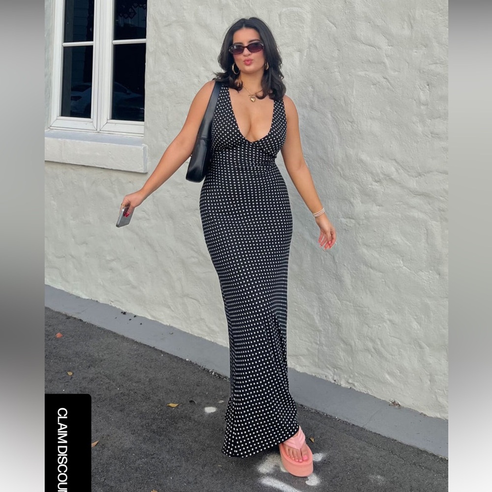 Princess Polly Nellie Maxi Dress Black Polka Dot